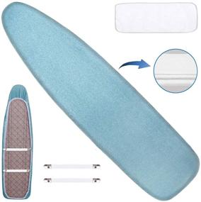 img 4 attached to Ironing Board Cover and Pad - Silicone Coating, Resistant to Scorching and Staining, Thick Padding, 4 Fasteners, 15x54 inches
