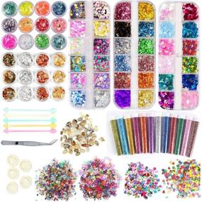 img 4 attached to 📿 92-Piece Resin Jewelry Making Kit | Craft Supplies with Glitter Butterfly Sequins, Mylar Flakes, Beads, Foil Paper, Shells. Complete with Tweezers and Scoops for Nail Art, DIY Crafts, and Decorations.