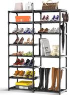 👟 durable 8-tier metal shoe rack: organize 26-30 pairs of shoes and boots with side hooks - ideal for entryway, closet, and bedroom storage логотип