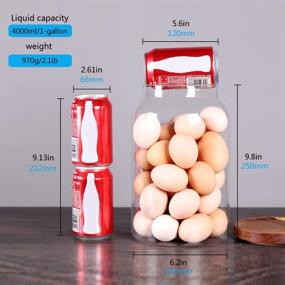 img 1 attached to 🍳 SAIOOL 1 Gallon Large Glass Food Storage Jars with Airtight Lid - Egg Jar Canister, Clear