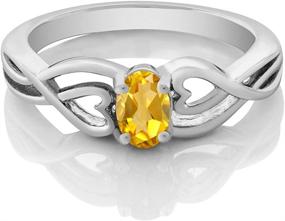 img 3 attached to 💍 Gem Stone King 925 Sterling Silver Natural Citrine Women's Engagement Ring 0.40 Carat Oval 6x4mm Gemstone Birthstone (Sizes 5, 6, 7, 8, 9) for Enhanced SEO 💍 Кольцо на помолвку для женщин из натурального цитрина Gem Stone King 925 из стерлингового серебра, овальной формы, 0,40 карата, размером 6x4 мм, камень родового месяца (размеры 5, 6, 7, 8, 9) для улучшенного SEO.