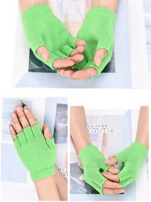 img 1 attached to Bememo 4 Pairs Fingerless Gloves Half Finger Mittens Solid Color Knitted Typing Gloves for Boys and Girls, Ideal for Winter