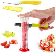 strawberry grape tomato cherry slicer, fruit salad pizza maker, fruit dispenser with detachable carton packaging and knife logo