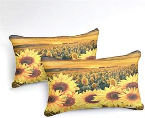 img 2 attached to Captivating Field Sunflower Duvet Cover Set - Vibrant Yellow Bedding with Enchanting Sunset Design - Queen Size - Includes 2 Pillowcases