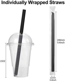 img 3 attached to 🥤 Pack of 100 Jumbo Black Boba Straws - Individually Wrapped Wide-mouthed Straws, Disposable and Smoothie-friendly (0.43" Wide X 9.45" Long)