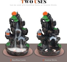 img 3 attached to 🏔️ Ronlap Mountain Backflow Incense Burner, Monk Tower River Resin Waterfall Incense Holder with 120 Upgraded Incense Cones+30 Incense Sticks, Ideal for Aromatherapy Meditation and Home Decor