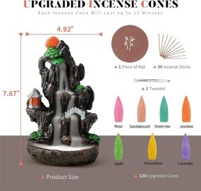 img 2 attached to 🏔️ Ronlap Mountain Backflow Incense Burner, Monk Tower River Resin Waterfall Incense Holder with 120 Upgraded Incense Cones+30 Incense Sticks, Ideal for Aromatherapy Meditation and Home Decor