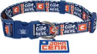 🐾 wwe john cena 5/8 x 8-14" adjustable dog collar: ultimate wrestling tribute for your canine companion logo