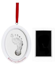 img 4 attached to 👶 Pearhead Babyprints Double-Sided Photo Ornament | Newborn Baby Handprint & Footprint | Clean Touch Ink Pad Included | Ideal Gift for Baby's First Christmas & Holidays