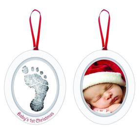 img 3 attached to 👶 Pearhead Babyprints Double-Sided Photo Ornament | Newborn Baby Handprint & Footprint | Clean Touch Ink Pad Included | Ideal Gift for Baby's First Christmas & Holidays