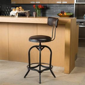 img 1 attached to 🪑 Brown Leather Barstool with Backrest by Christopher Knight Home Vlippu