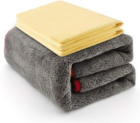 img 4 attached to 🧽 Top-rated BESTWELL4U Super Thick 36" X24" Car Wash Drying Towel: Over 1.2 lbs of Super Absorbency, Yellow Chamois Cloth!