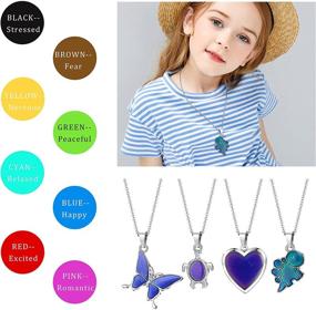 img 3 attached to 🌈 Jstyle 4Pcs Color Changing Mood Necklace Set with Temperature Sensing Stainless Steel Pendants - Turtle, Heart, Butterfly on Rolo Chain