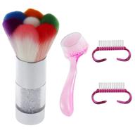 💅 nail brushes dust cleaning kit for acrylic uv nails art: efficient manicure and pedicure scrubbing cleaner tool with powder remover logo