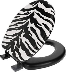 img 4 attached to 🚽 Ginsey Home Solutions Ginsey Soft Padded Plastic Hinges, Zebra Round Toilet Seat - Comfort and Style for Your Bathroom!