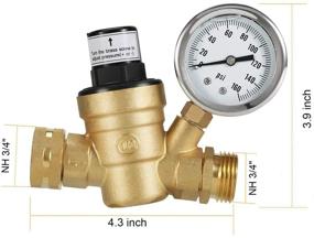 img 3 attached to 🚰 Brass Water Pressure Regulator Valve - Lead-Free, Adjustable Reducer with Gauge & Inlet Filter for RV/Camper Trailers - 160psi