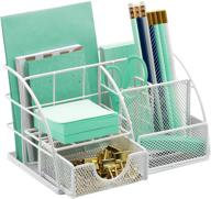 📎 sorbus desk organizer for office supplies organization - stylish mesh desktop caddy with pen/pencil holder, mail organizer, and sliding drawer (white) логотип