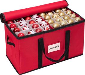 img 4 attached to 🎄 WBHome Christmas Ornament Storage Box with Lid, 3' & 4' Compartment Storage Container, Adjustable Dividers, 114 Ornaments & Decoration Accessories, Red