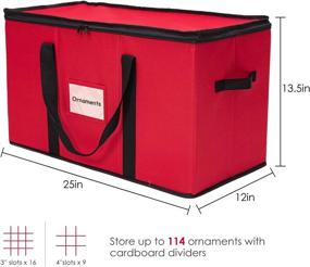 img 3 attached to 🎄 WBHome Christmas Ornament Storage Box with Lid, 3' & 4' Compartment Storage Container, Adjustable Dividers, 114 Ornaments & Decoration Accessories, Red