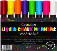 🖍️ liquid chalk markers: premium 8-pack chalkboard pens for blackboards, glass, and car windows - erasable, non-toxic, and washable logo