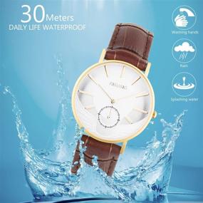 img 1 attached to AIKURIO Watches Waterproof Leather Ultra Thin