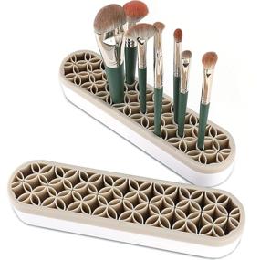 img 4 attached to 🖌️ [2 Pack] Silicone Makeup Brush Holder Organizer - Multipurpose Desktop Storage Stand for Makeup Brushes, Painting Pens, Eyeliner Pencils, Rulers, Sewing Craft Tools - Stash and Store by Lolalet