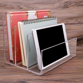 img 4 attached to 📂 Acrylic File Sorter - Desk File Folder Holder, Document Paper Letter Book Envelope Laptop Organizer, Clear Acrylic Office File Organizer for Desktop