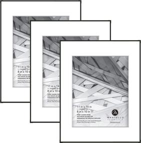 img 3 attached to 🖼️ Mantello Black Picture Frame Set - Front Loading Design to Showcase 8x10-Inch Photos (Matted) or 11x14-Inch Photos (No Mat) - Ideal for Artwork, Diploma, Certificate, Collage - Large Hanging Gallery Wall Frame Set of 3