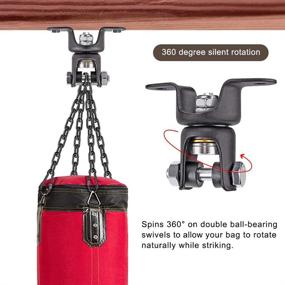 img 2 attached to 🥊 BeneLabel Heavy Duty Boxing Punching Bag Chain: 800 LB Capacity, 360° Rotation Wood Beam Holder with 4 Chains and 4 Carabiners, 2 Wood Screws - Ideal for Wooden Sets