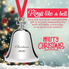 img 2 attached to Klikel Christmas Ornament 2020 - Elegant Engraved Bell for Christmas Tree Decor - 7th Annual Edition with Red Ribbon & Gift Box