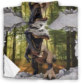 img 2 attached to Банные халаты с динозаврами с капюшоном Впитывающие полотенца