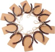 🎉 vintage craft horseshoe party favors - set of 30 good luck horseshoes for guests, rustic wedding and birthday party decorations with kraft gift tags logo