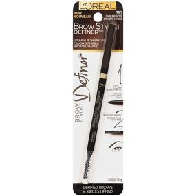 img 3 attached to 💆 L'Oreal Paris Makeup Brow Stylist Definer Waterproof Eyebrow Pencil - Ultra-Fine Mechanical & Retractable | Draws Tiny Brow Hairs, Fills Sparse Areas & Gaps | Dark Brunette Shade | 0.003 oz