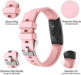 img 2 attached to 🎀 Регулируемые мягкие силиконовые браслеты Kartice для Fitbit Inspire - розовые