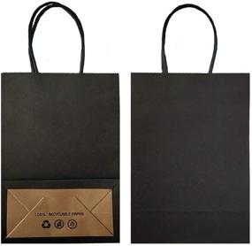 img 1 attached to 🎁 ADIDO EVA 12 шт. Маленькие подарочные сумки - черные крафтовые бумажные сумки с ручками для благодарностей на праздник, идеальный размер (8.2 x 6 x 3.1 дюйма)