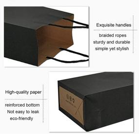 img 2 attached to 🎁 ADIDO EVA 12 шт. Маленькие подарочные сумки - черные крафтовые бумажные сумки с ручками для благодарностей на праздник, идеальный размер (8.2 x 6 x 3.1 дюйма)