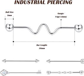 img 1 attached to 💉 14G Surgical Steel Industrial Piercing Jewelry - Subiceto Hoop Earrings for Helix, Tragus, Cartilage, Daith, Conch - 22Pcs Body Piercing Jewelry