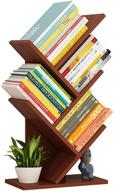 wooden desktop tree bookshelf, 5-tier multifunctional small bookshelf for 🌳 bedroom and office, space-saving magazine rack for books, cds, and folders logo