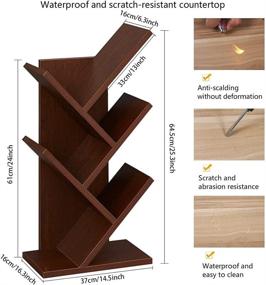 img 3 attached to Wooden Desktop Tree Bookshelf, 5-Tier Multifunctional Small Bookshelf for 🌳 Bedroom and Office, Space-Saving Magazine Rack for Books, CDs, and Folders