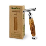 bambaw double edge safety razor: long bamboo handle for sustainable shaving, eco-friendly and durable logo