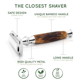 img 3 attached to Bambaw Double Edge Safety Razor: Long Bamboo Handle for Sustainable Shaving, Eco-Friendly and Durable