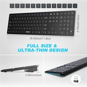 img 3 attached to 🖥️Беспроводная клавиатура Ultra Slim с цифровой клавишей - WisFox 2.4G Полноразмерная эргономичная компьютерная клавиатура для ноутбука, настольного компьютера, ПК, Windows 10/8/7/XP/Vista, Mac - темный черный