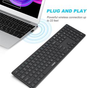 img 2 attached to 🖥️Беспроводная клавиатура Ultra Slim с цифровой клавишей - WisFox 2.4G Полноразмерная эргономичная компьютерная клавиатура для ноутбука, настольного компьютера, ПК, Windows 10/8/7/XP/Vista, Mac - темный черный