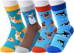 img 4 attached to 🦁 Fun Animal Sports Space-themed Gift Box for Boys, Ages 4-10: HAPPYPOP Socks