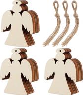 30-piece wooden angel cutouts crafts: blank wood hanging ornaments for christmas tree decoration - includes 3 rolls of twines logo