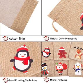 img 1 attached to 36Pcs Christmas Jute Burlap Gift Bags with Drawstring, Small Craft Canvas 🎁 Goodie Bags for Xmas Party Wedding Supplies - DERAYEE 10 * 15 CM