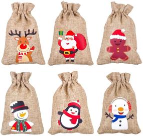 img 3 attached to 36Pcs Christmas Jute Burlap Gift Bags with Drawstring, Small Craft Canvas 🎁 Goodie Bags for Xmas Party Wedding Supplies - DERAYEE 10 * 15 CM