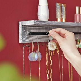 img 1 attached to Organize and Display Your Jewelry with SONGMICS Wall-Mounted Jewelry Organizer in Distressed Gray