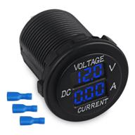 ватервич dc12-24v/0.1-10a двойной цифровой мультиметр led для измерения ампер и напряжения 2 в 1 токовый и напряженный тестер для лодки, морского судна, грузовика, внедорожника, автомобиля, домика на колесах led круглой панели (синий) - улучшенное seo-совместимое название продукта логотип