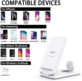 img 3 attached to Удобная и быстрая беспроводная зарядная станция 3 в 1 для iPhone 13, AirPods и Apple Watch - сертифицированный по стандарту Qi и складной зарядный стенд